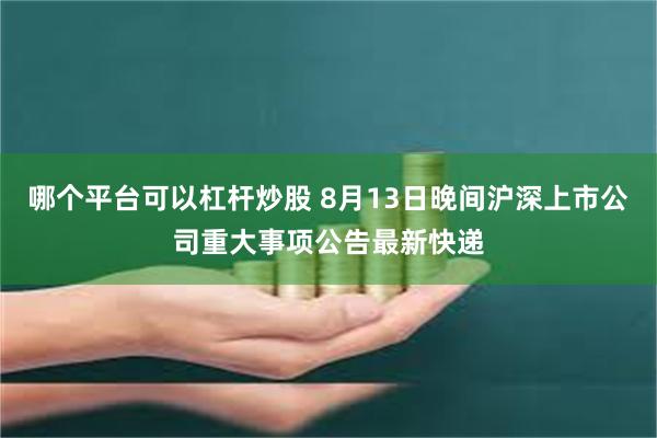 哪个平台可以杠杆炒股 8月13日晚间沪深上市公司重大事项公告最新快递